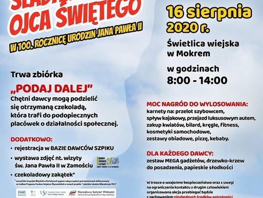 Akcja poboru krwi-„ŚLADAMI NAUK OJCA ŚWIĘTEGO – w 100 rocznicę urodzin Jana Pawła II"*