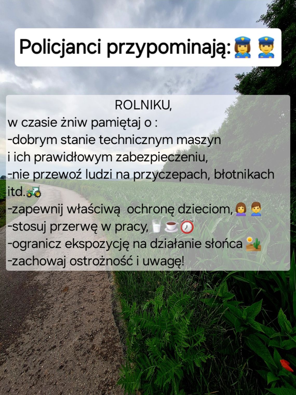 ZADBAJMY O BEZPIECZEŃSTWO PODCZAS ŻNIW!